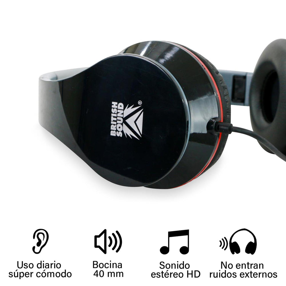 Audifonos sonido estéreo alámbricos cable 1.2mts BS-HPWR-01