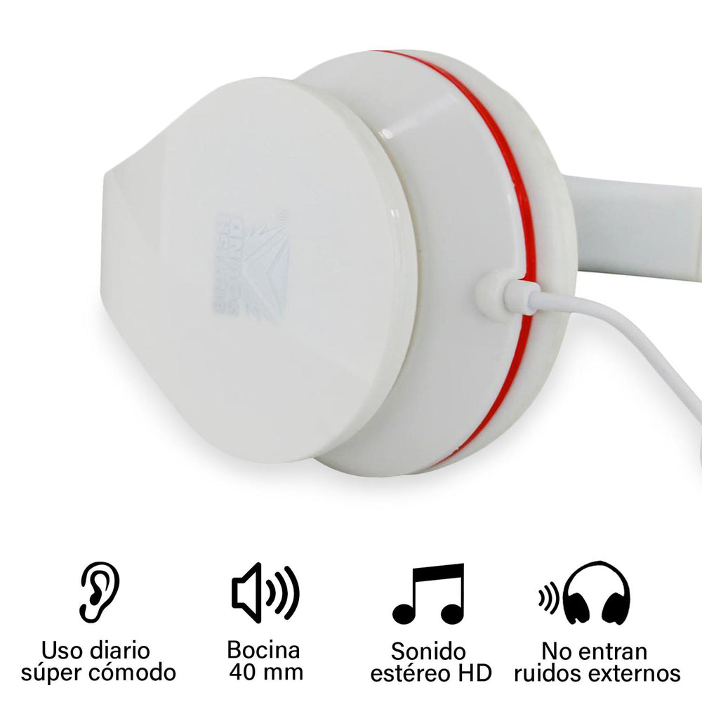 Audifonos sonido estéreo alámbricos cable 1.2mts BS-HPWR-01