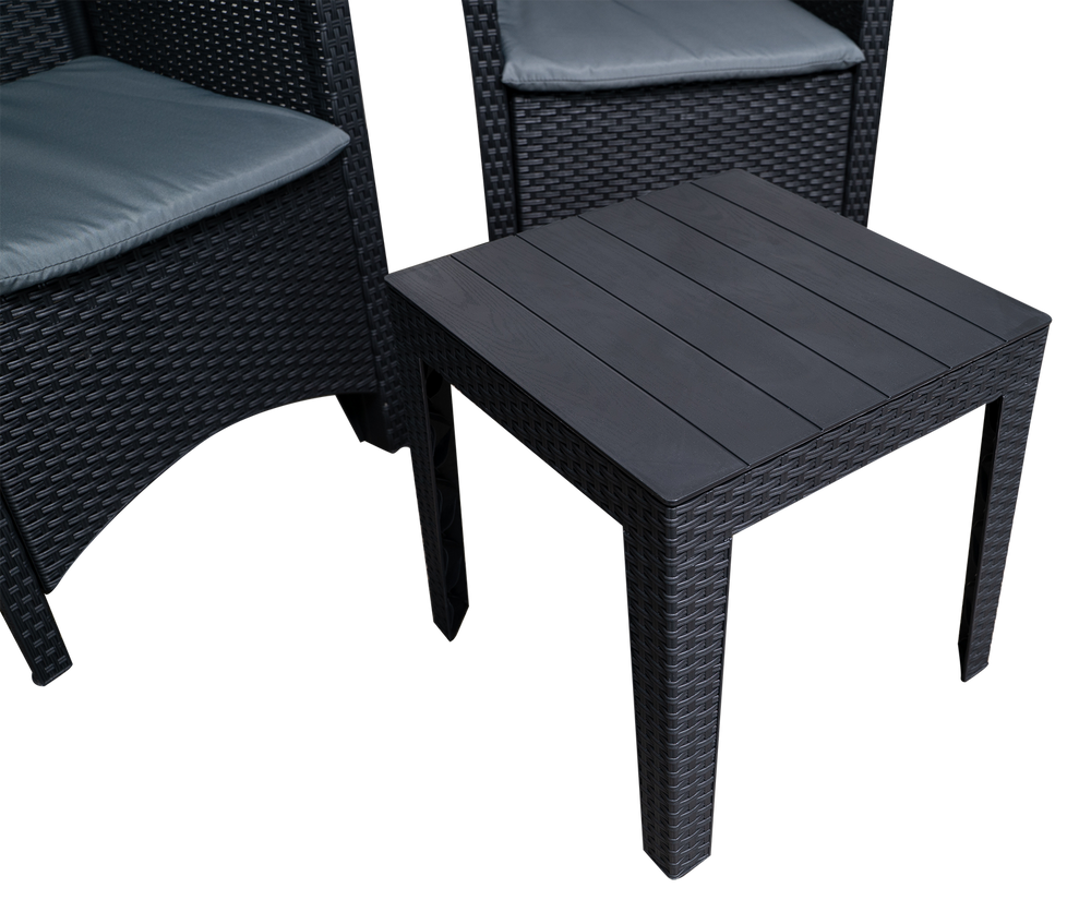 Set de 2 sillones de Rattan y Mesa para Jardín SO-RSET2-02