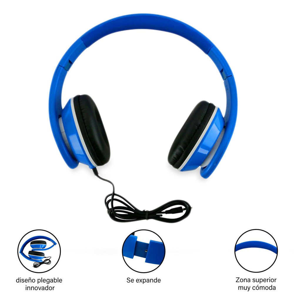 Audifonos sonido estéreo alámbricos cable 1.2mts BS-HPWR-01