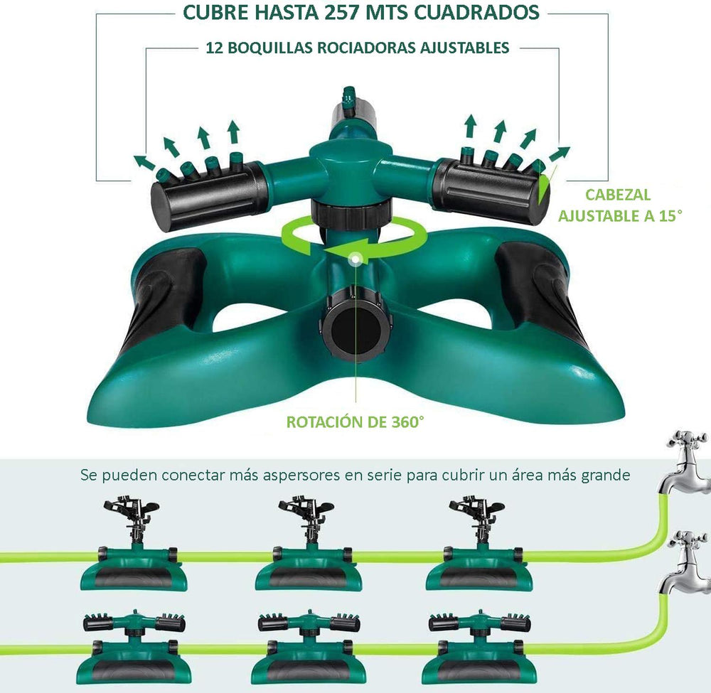 Rociador de Jardín Mariposa giratorio Automático 360°