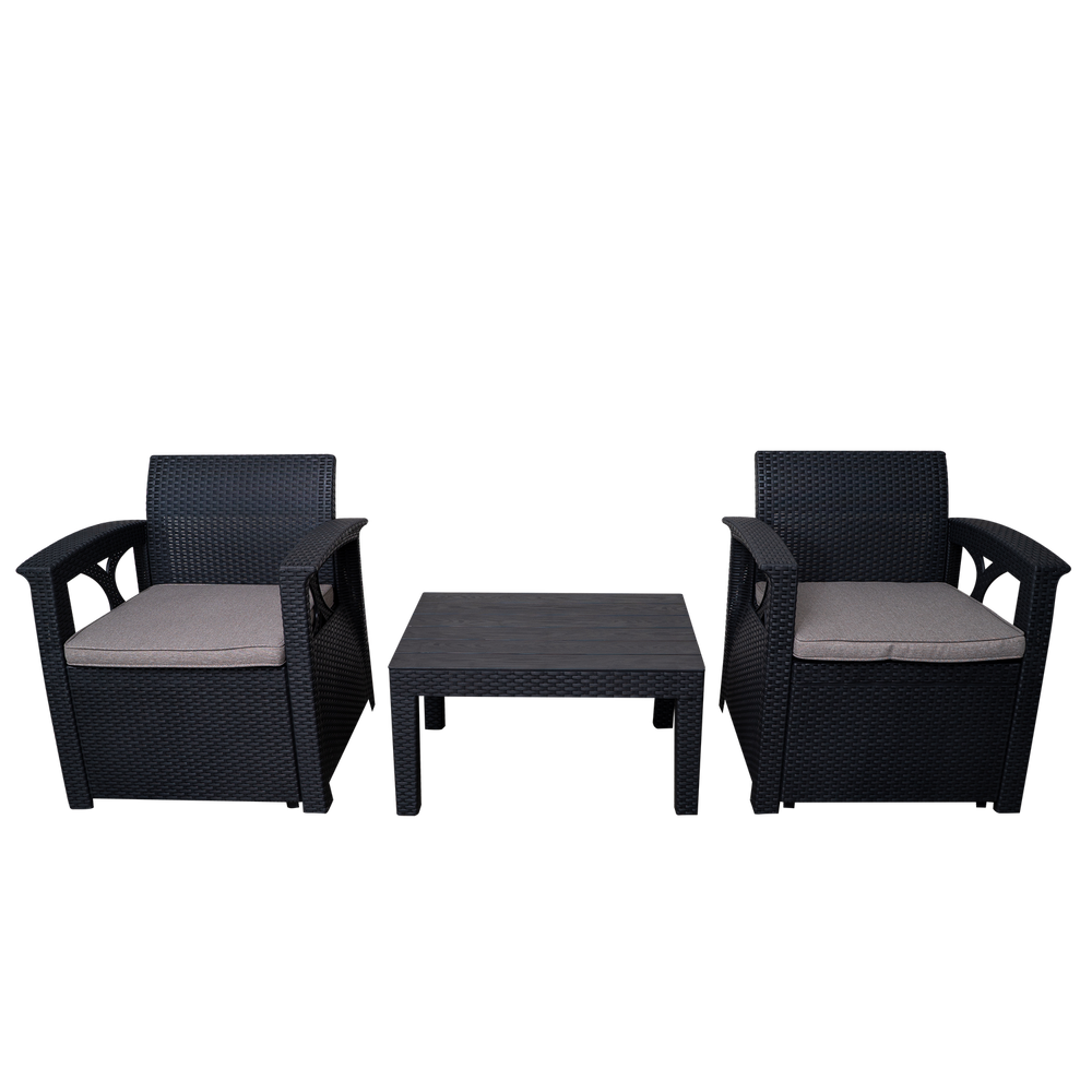 Set de 2 sillones de Rattan y Mesa para Jardín SO-RSET2-01