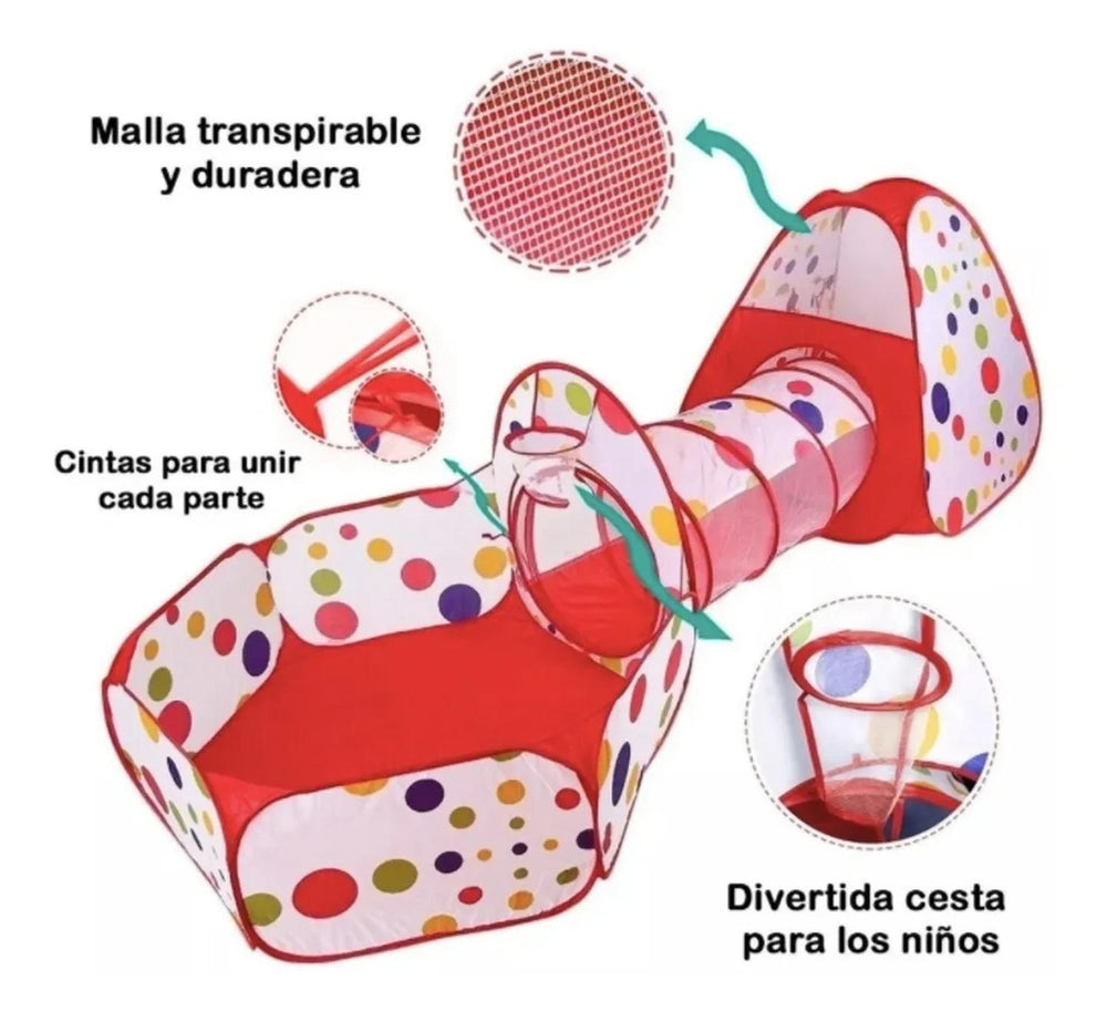 Tunel Gusano Alberca de pelotas 3 en 1