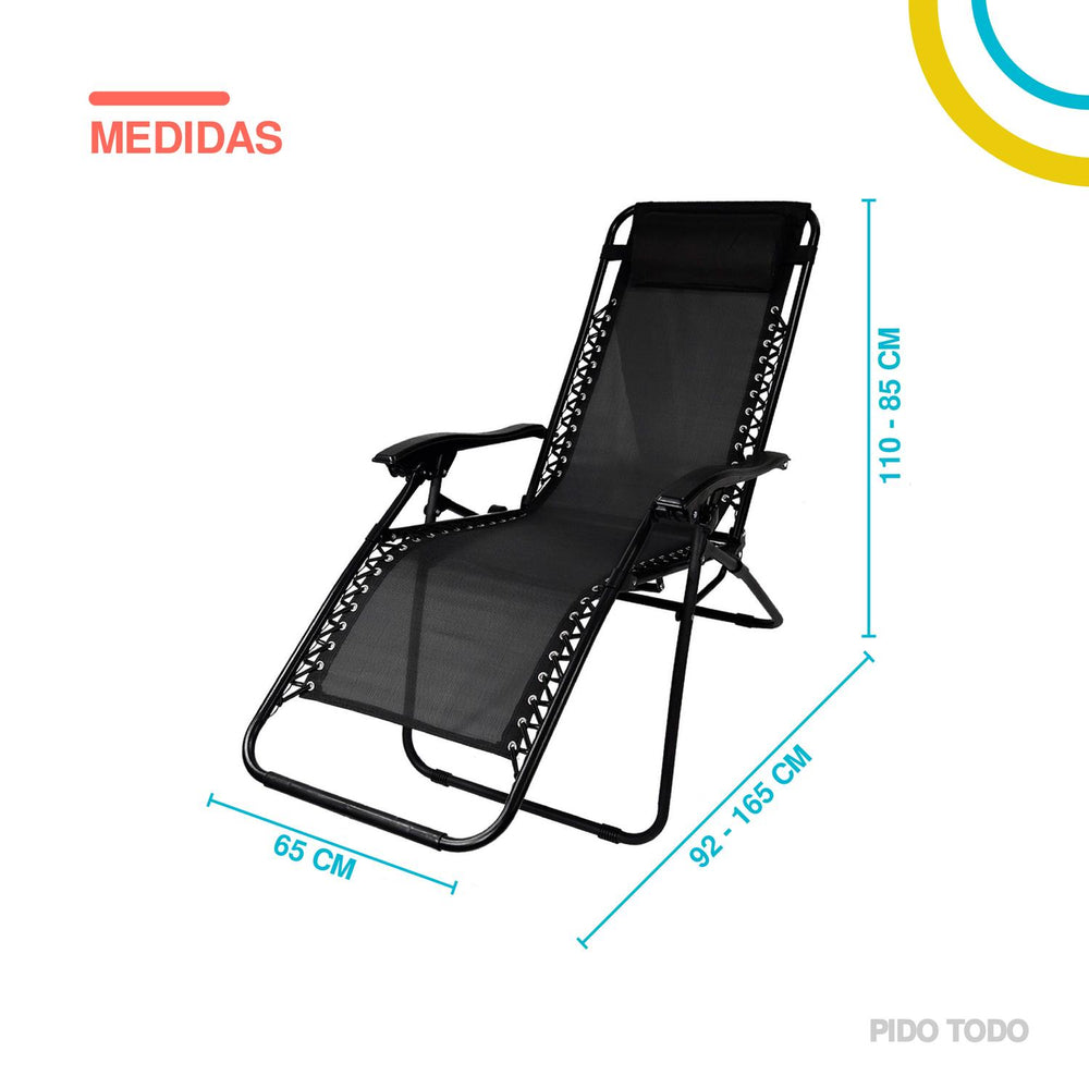 Set De 2 Sillas Tipo Camastro Plegable Tecnologia Gravedad Cero Reclinable