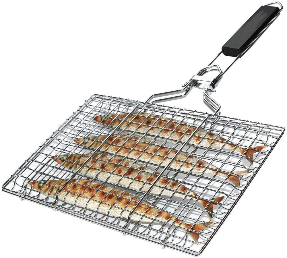 Cesta portátil de acero inoxidable para pescado a la parrilla