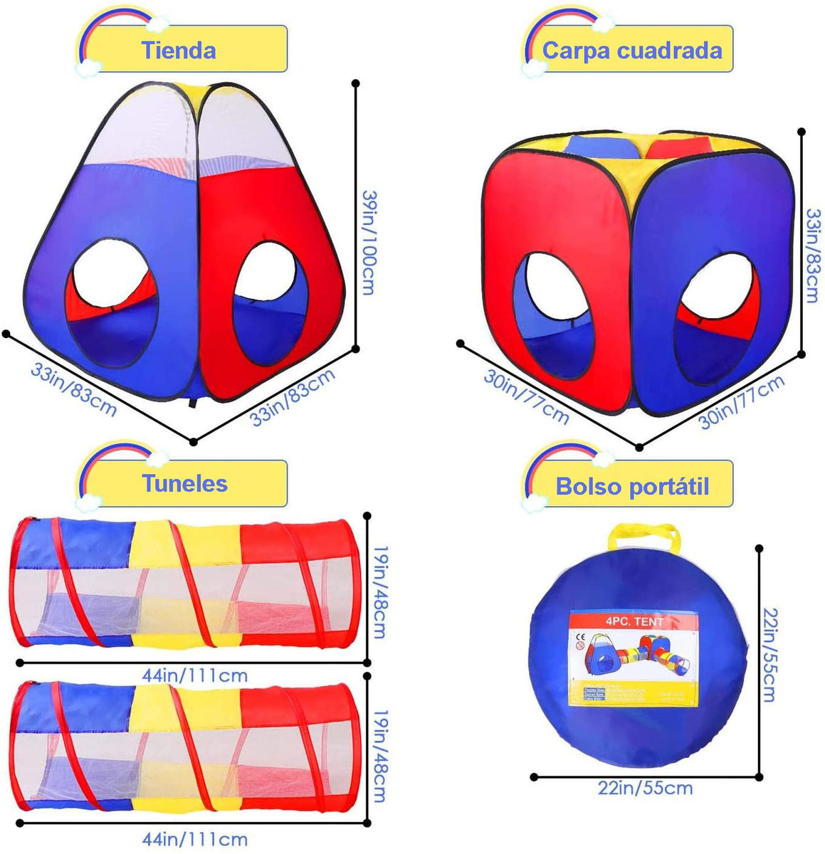 Tunel Gusano Juego para niños Alberca de Pelotas – Yo Pido México
