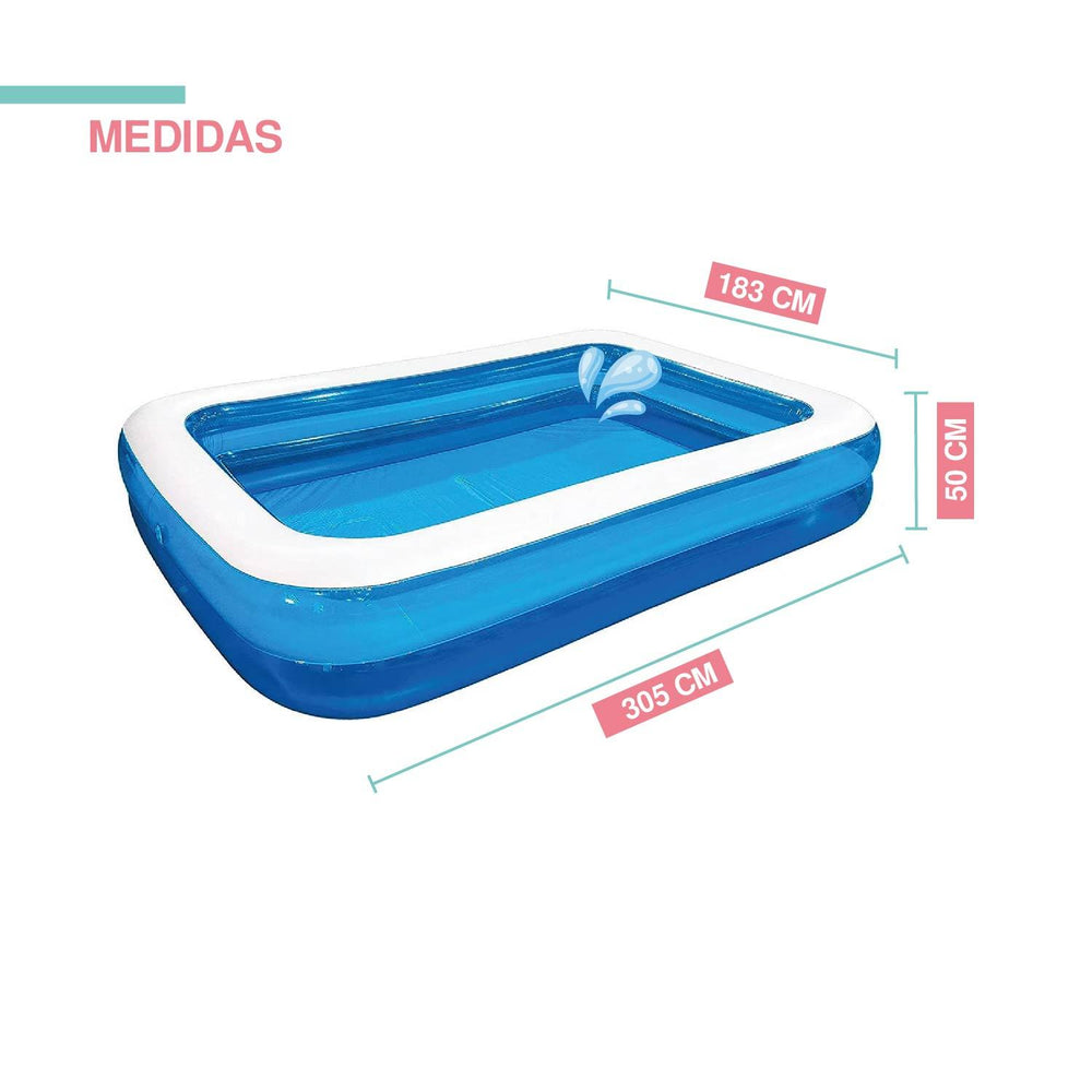 Alberca Piscina Familiar Rectangular Inflable 305x183x50 cm