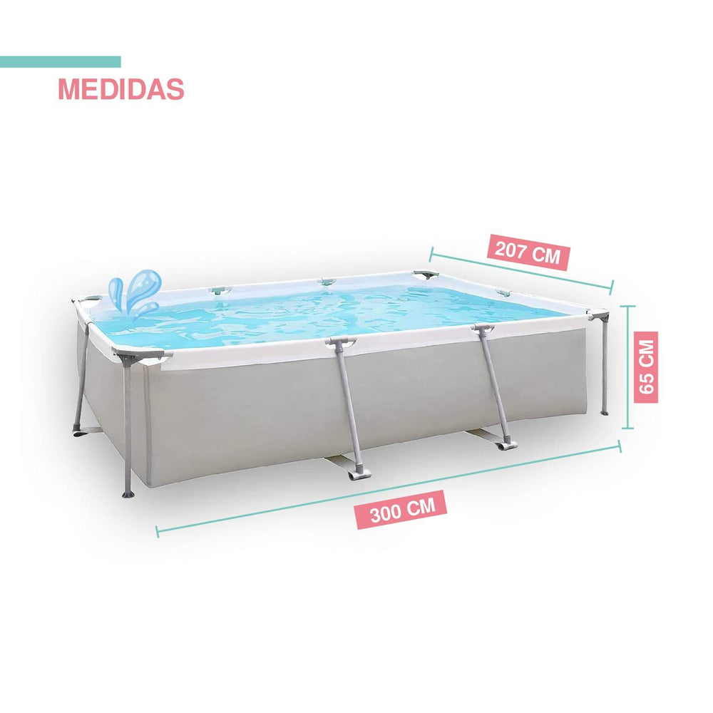 Alberca Piscina Rectangular Estructura de Acero 3.0m x 2.07m x 65cm