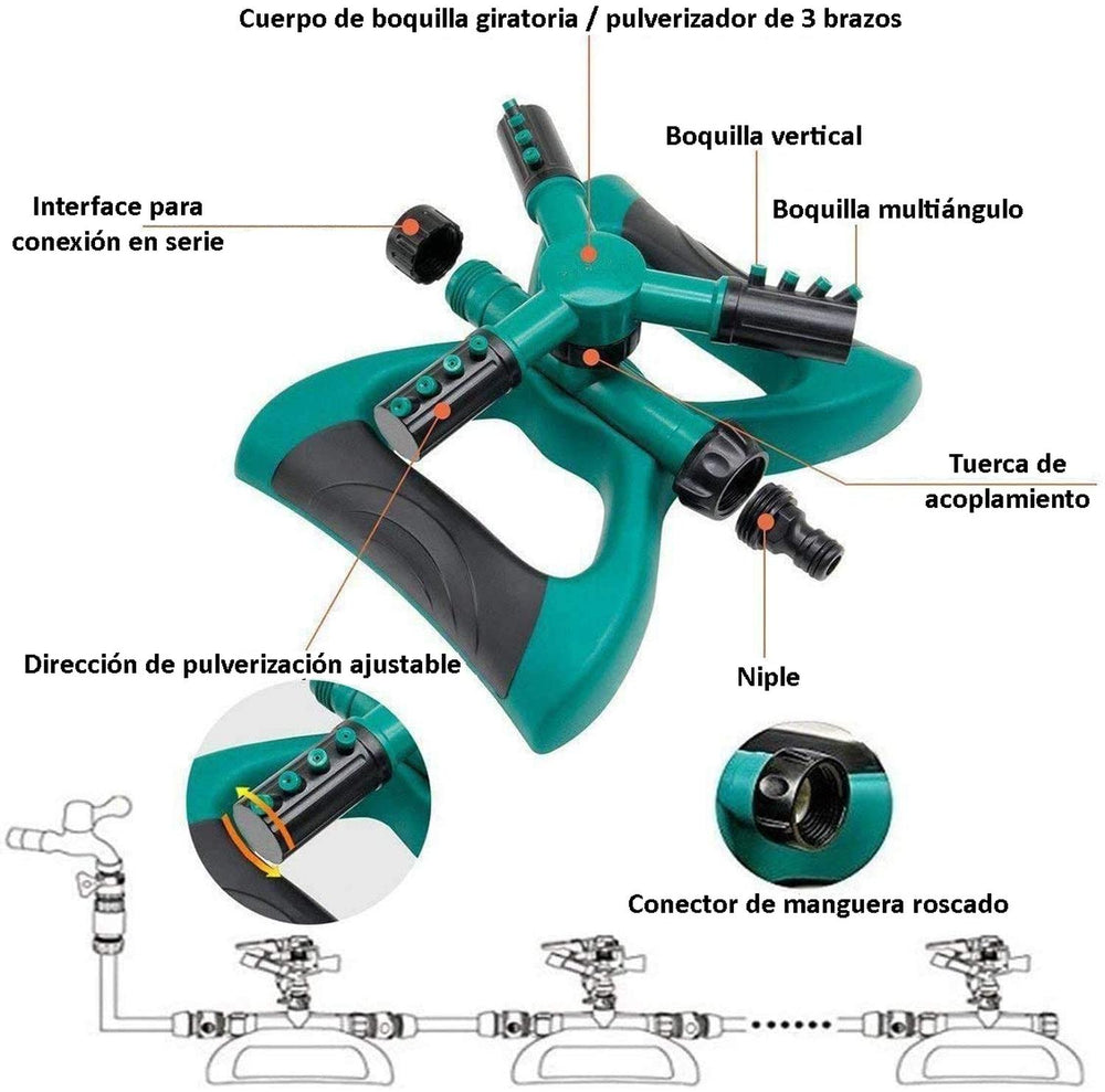 Rociador de Jardín Mariposa giratorio Automático 360°