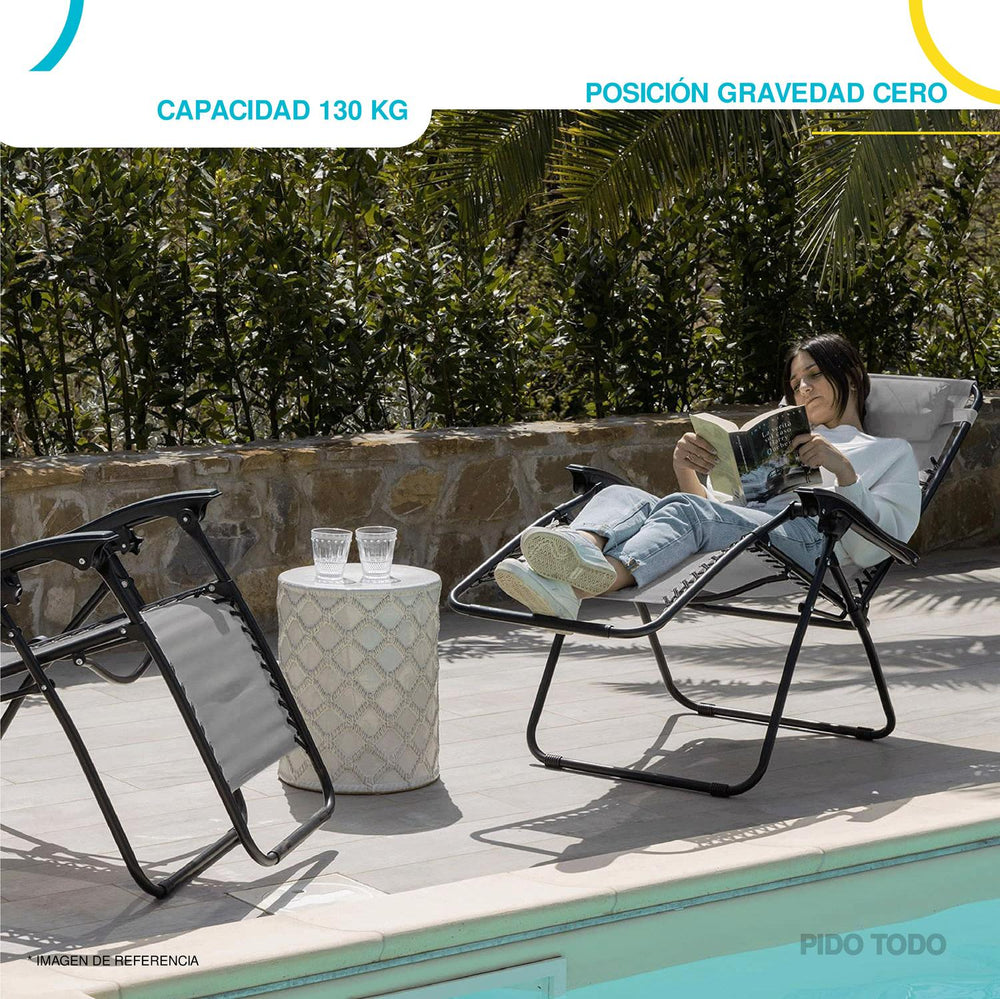 Set De 2 Sillas Tipo Camastro Plegable Tecnologia Gravedad Cero Reclinable