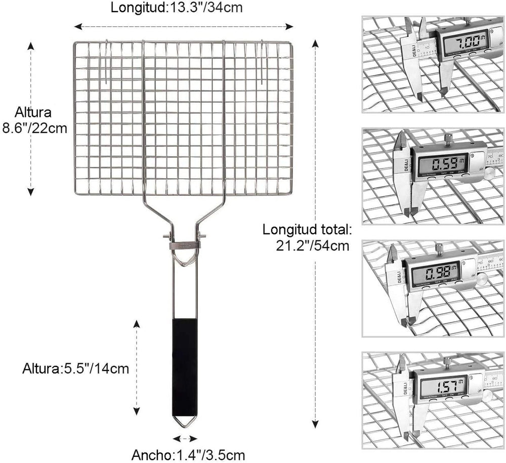 Cesta portátil de acero inoxidable para pescado a la parrilla