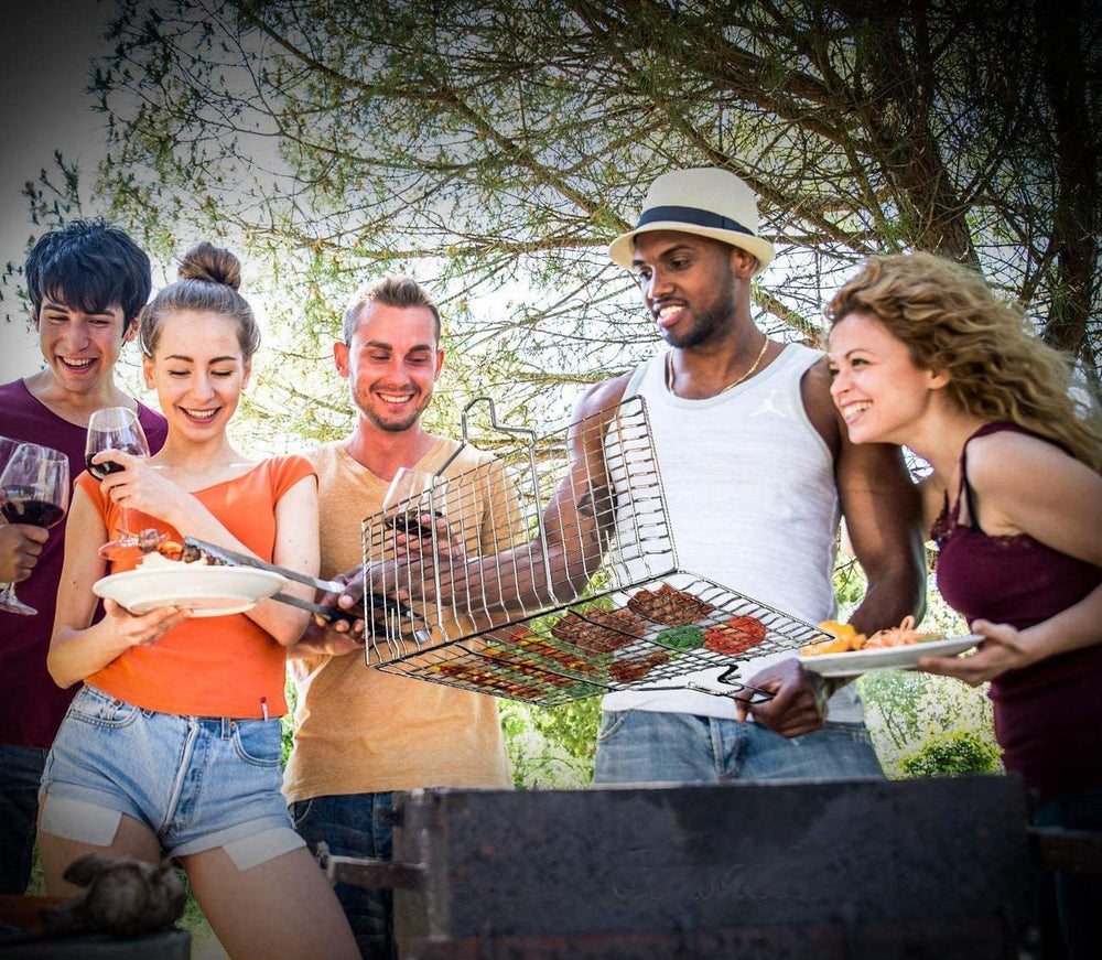 Cesta portátil de acero inoxidable para pescado a la parrilla