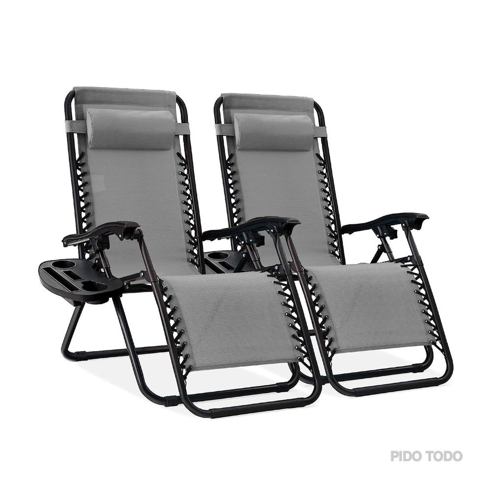 Set De 2 Sillas Tipo Camastro Plegable Tecnologia Gravedad Cero Reclinable