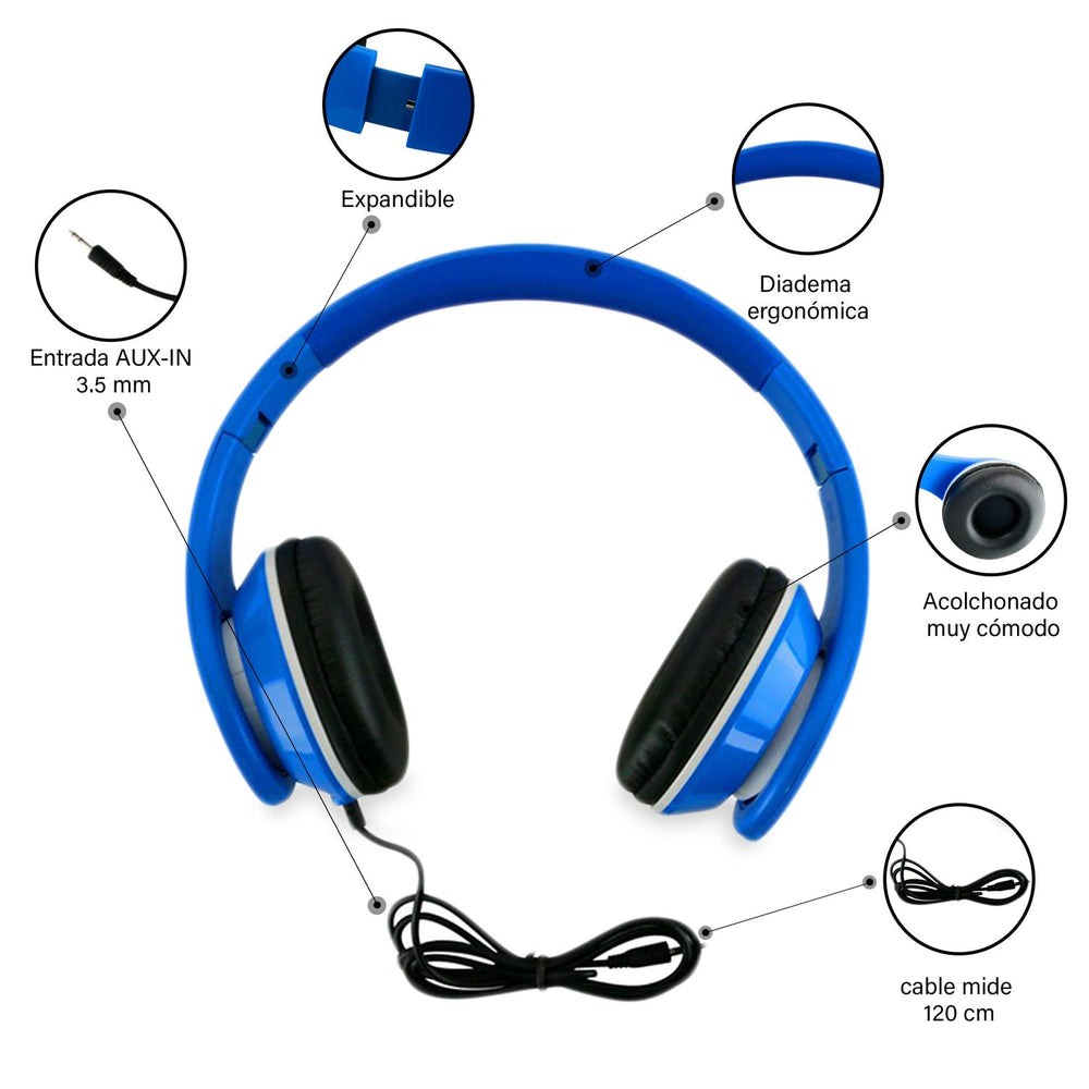 Audifonos sonido estéreo alámbricos cable 1.2mts BS-HPWR-01