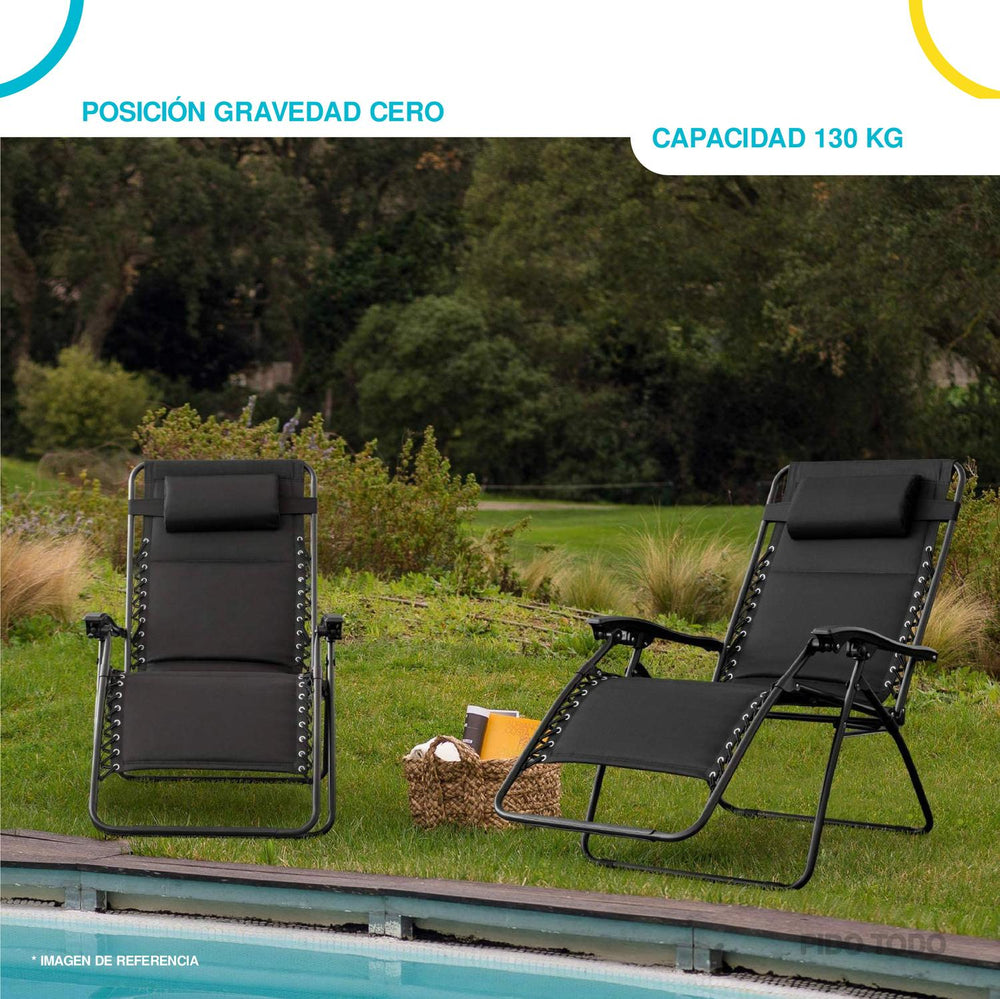 Set De 2 Sillas Tipo Camastro Plegable Tecnologia Gravedad Cero Reclinable