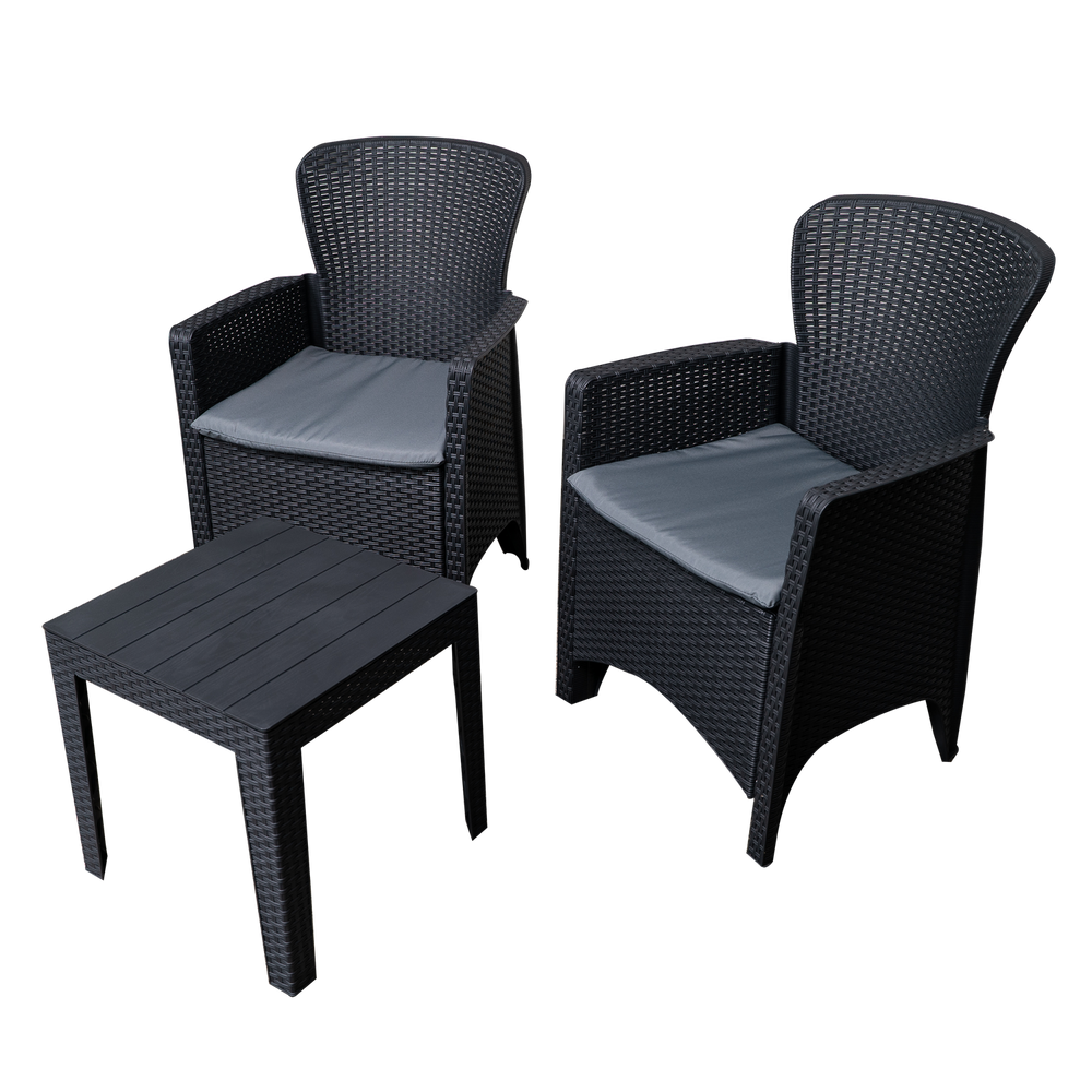Set de 2 sillones de Rattan y Mesa para Jardín SO-RSET2-02
