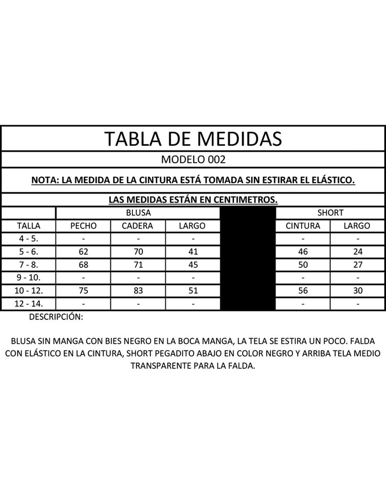 Ropa Deportiva para niña conjunto blusa/falda-short 002