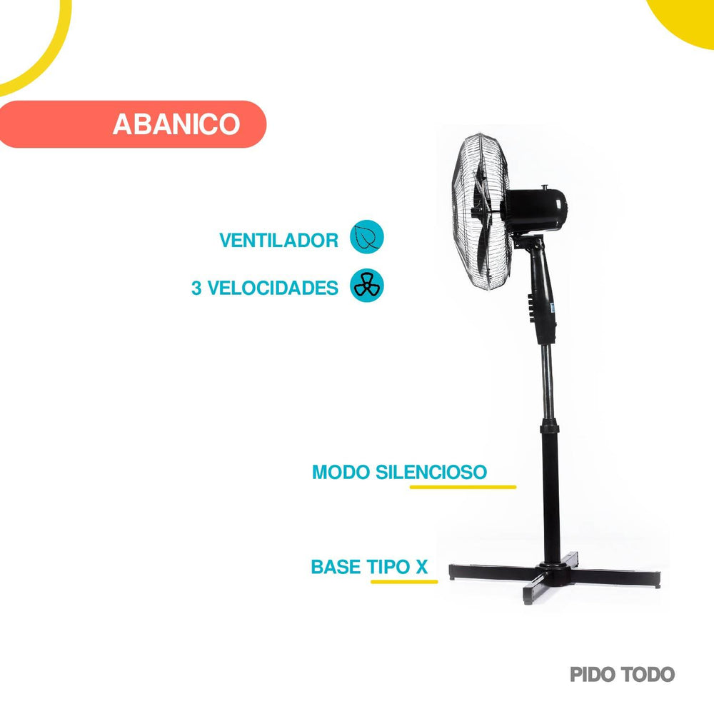 Abanico de Pedestal 16plg Giratorio Negro