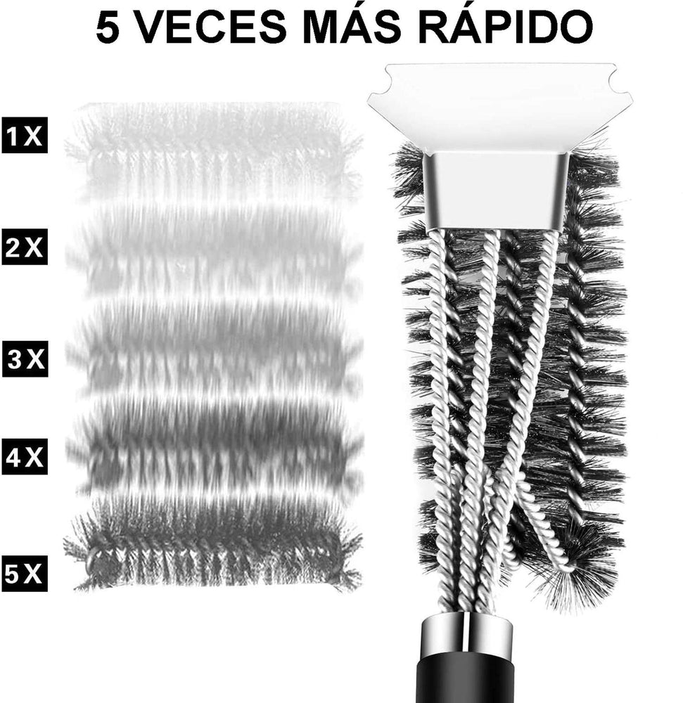 Cepillo para parrilla para barbacoa Acero Inoxidable 3 en 1