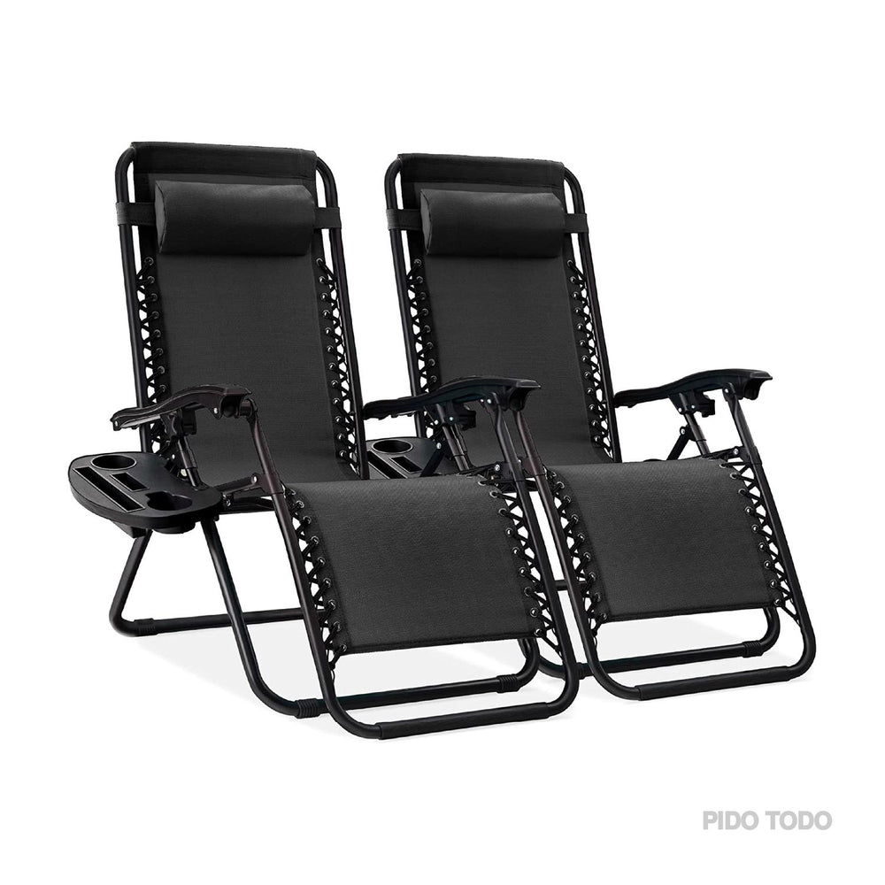 Set De 2 Sillas Tipo Camastro Plegable Tecnologia Gravedad Cero Reclinable
