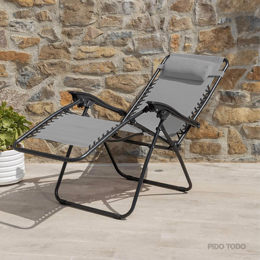 Set De 2 Sillas Tipo Camastro Plegable Tecnologia Gravedad Cero Reclinable