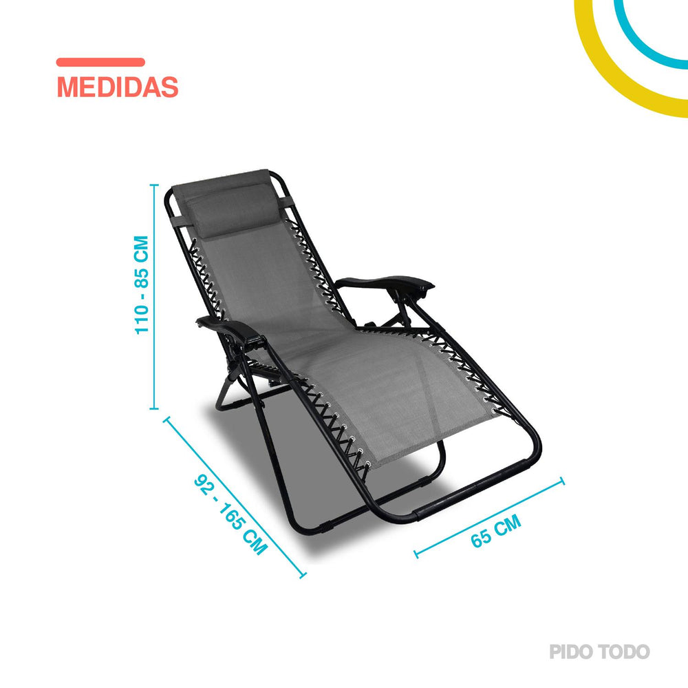 Set De 2 Sillas Tipo Camastro Plegable Tecnologia Gravedad Cero Reclinable