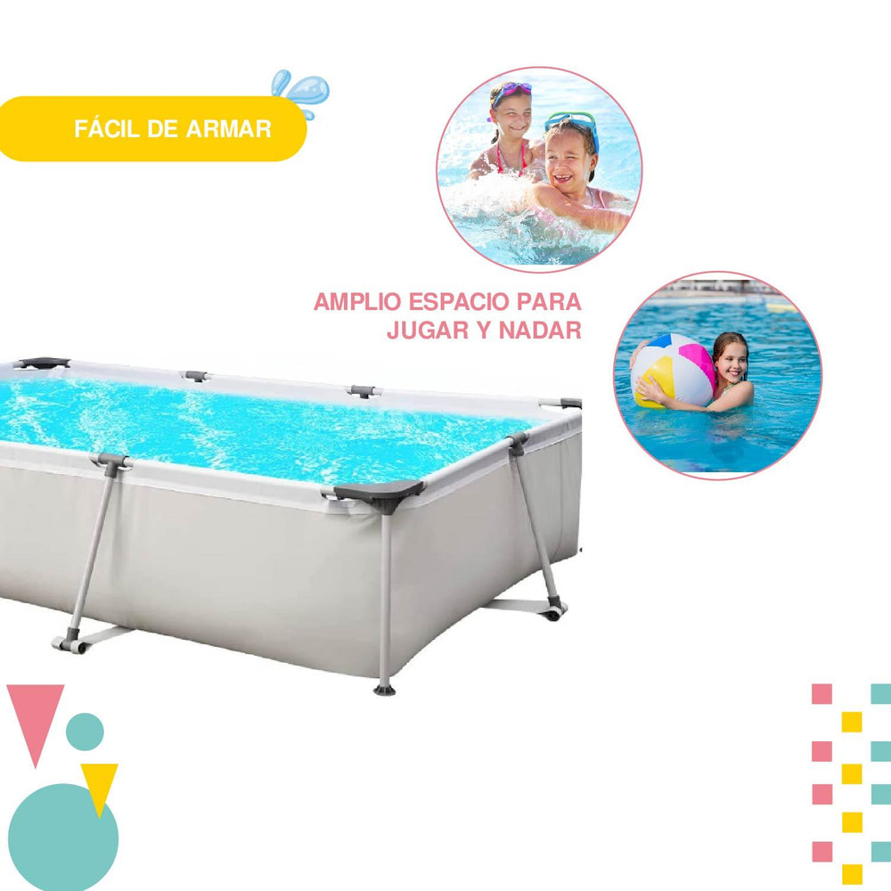 Alberca Piscina Rectangular Estructura de Acero 3.0m x 2.07m x 65cm