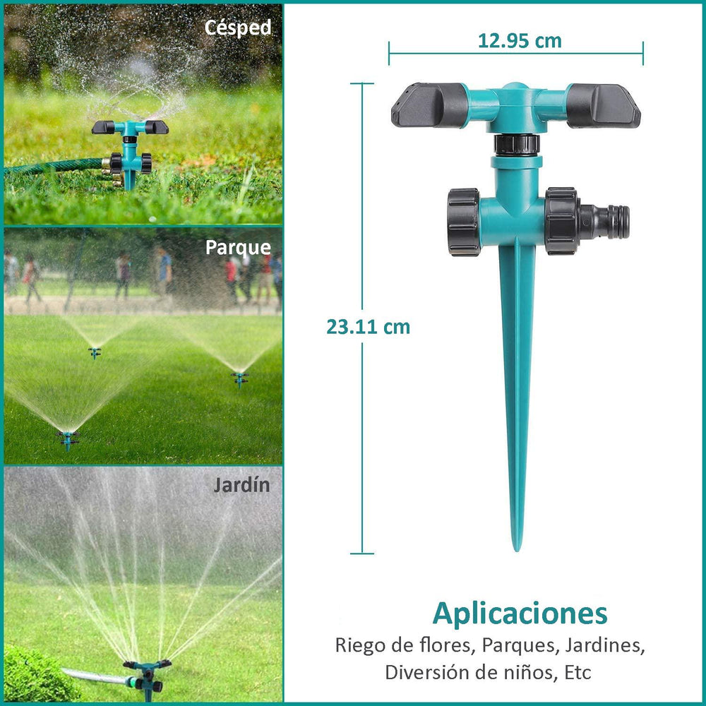 Kit 2 Aspersores de Jardín Rociador giratorio Automático 360°