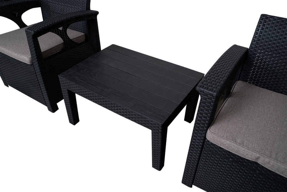 Set de 2 sillones de Rattan y Mesa para Jardín SO-RSET2-01
