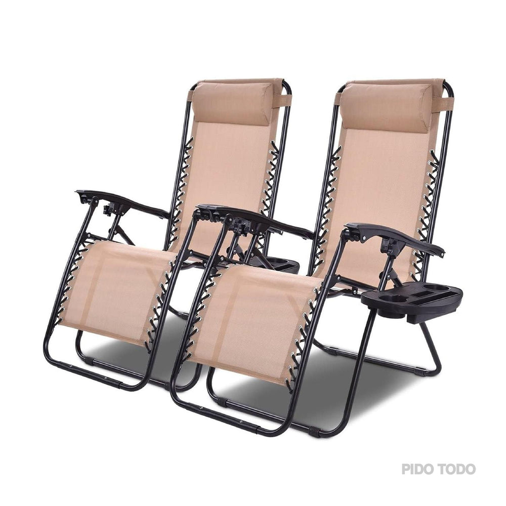 Set De 2 Sillas Tipo Camastro Plegable Tecnologia Gravedad Cero Reclinable