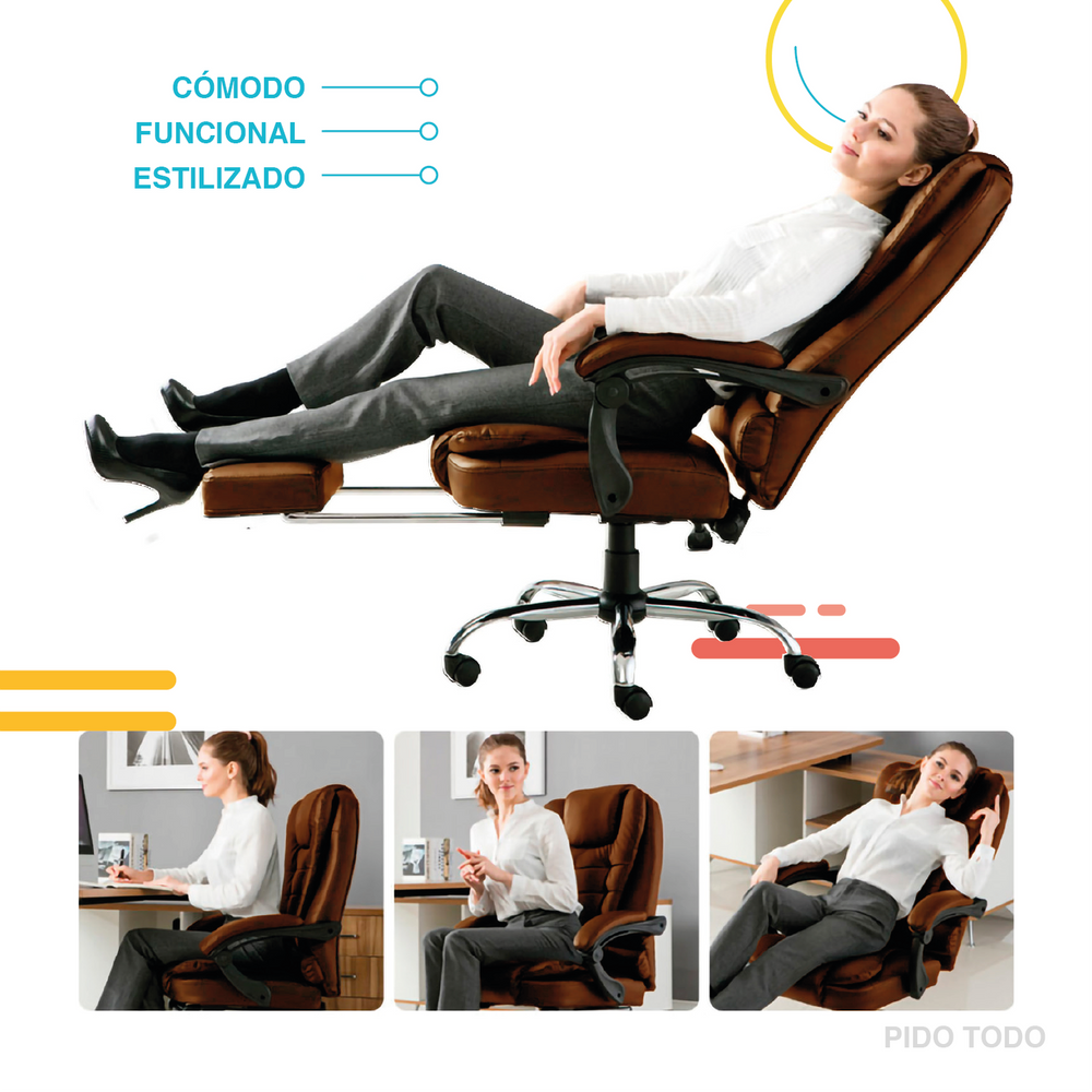 Silla Ejecutiva de Escritorio Oficina Ergonómica Reclinable
