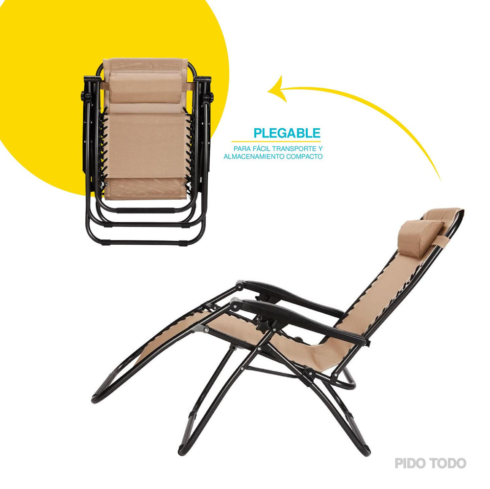 Silla Tipo Camastro Plegable Tecnologia Gravedad Cero Reclinable