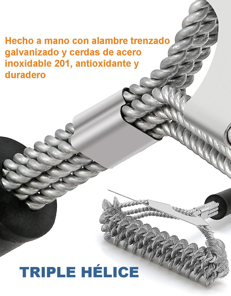 Cepillo parrilla barbacoa sin cerdas Acero Inoxidable 3 en 1