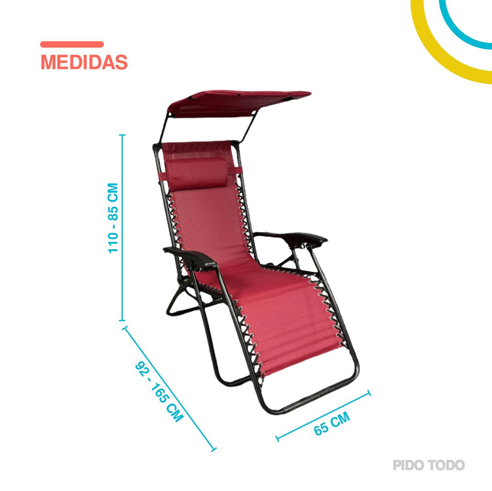Set De 2 Sillas Camastro Plegable Tecnologia Gravedad Cero Reclinable con sombrilla