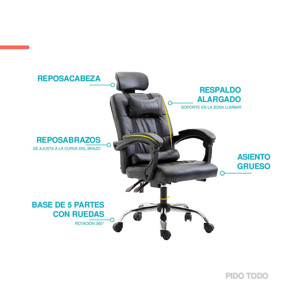 Silla de oficina vinipiel sin reposapies