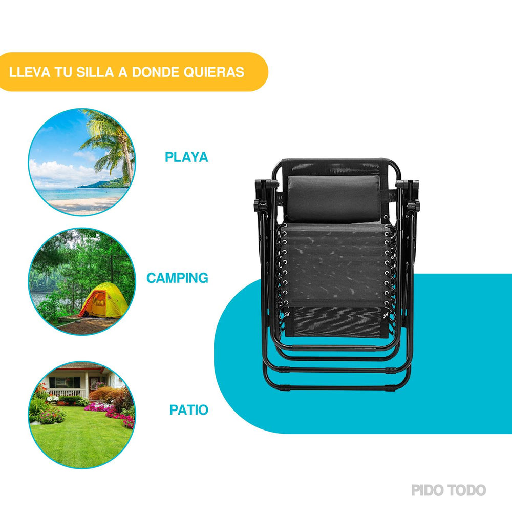 Silla Tipo Camastro Plegable Tecnologia Gravedad Cero Reclinable