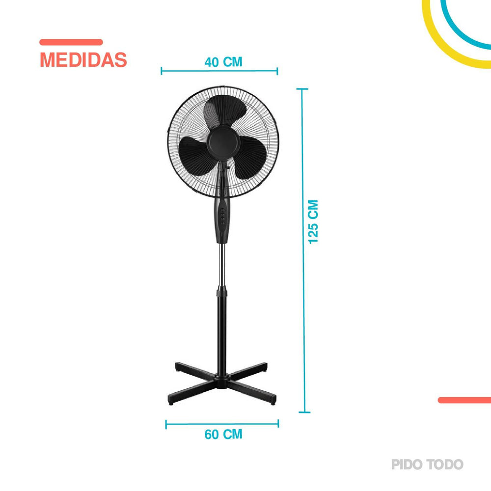 Abanico de Pedestal 16plg Giratorio Negro
