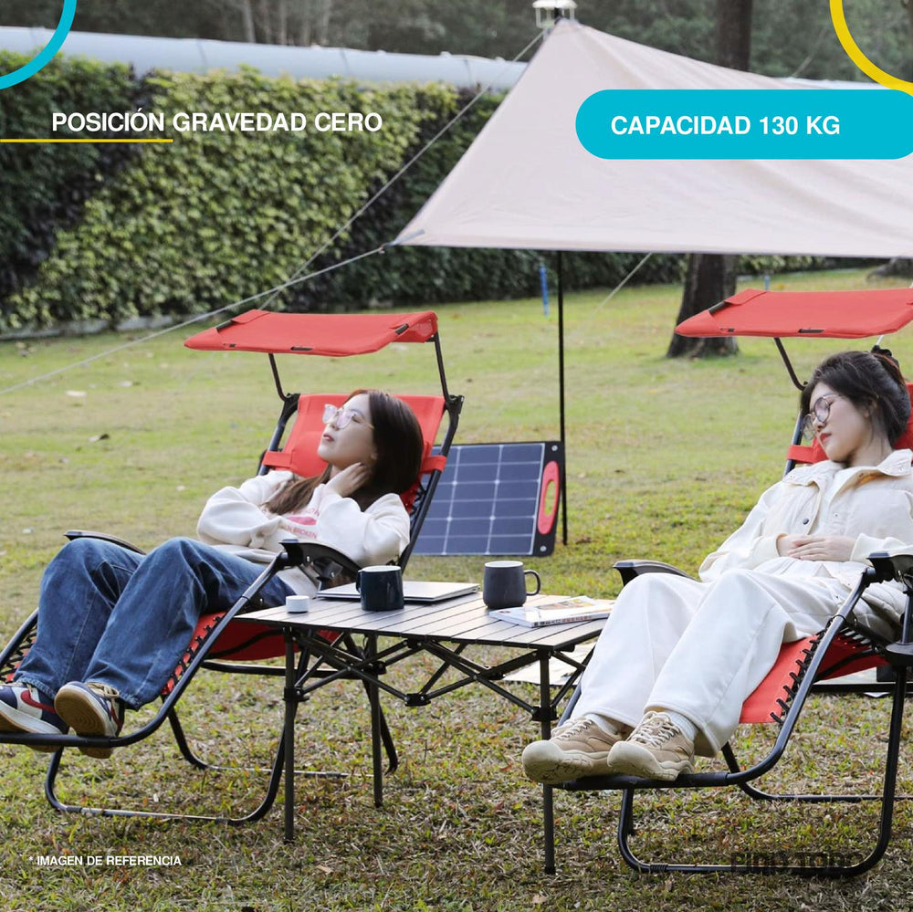 Set De 2 Sillas Camastro Plegable Tecnologia Gravedad Cero Reclinable con sombrilla
