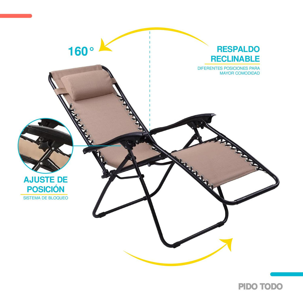 Silla Tipo Camastro Plegable Tecnologia Gravedad Cero Reclinable