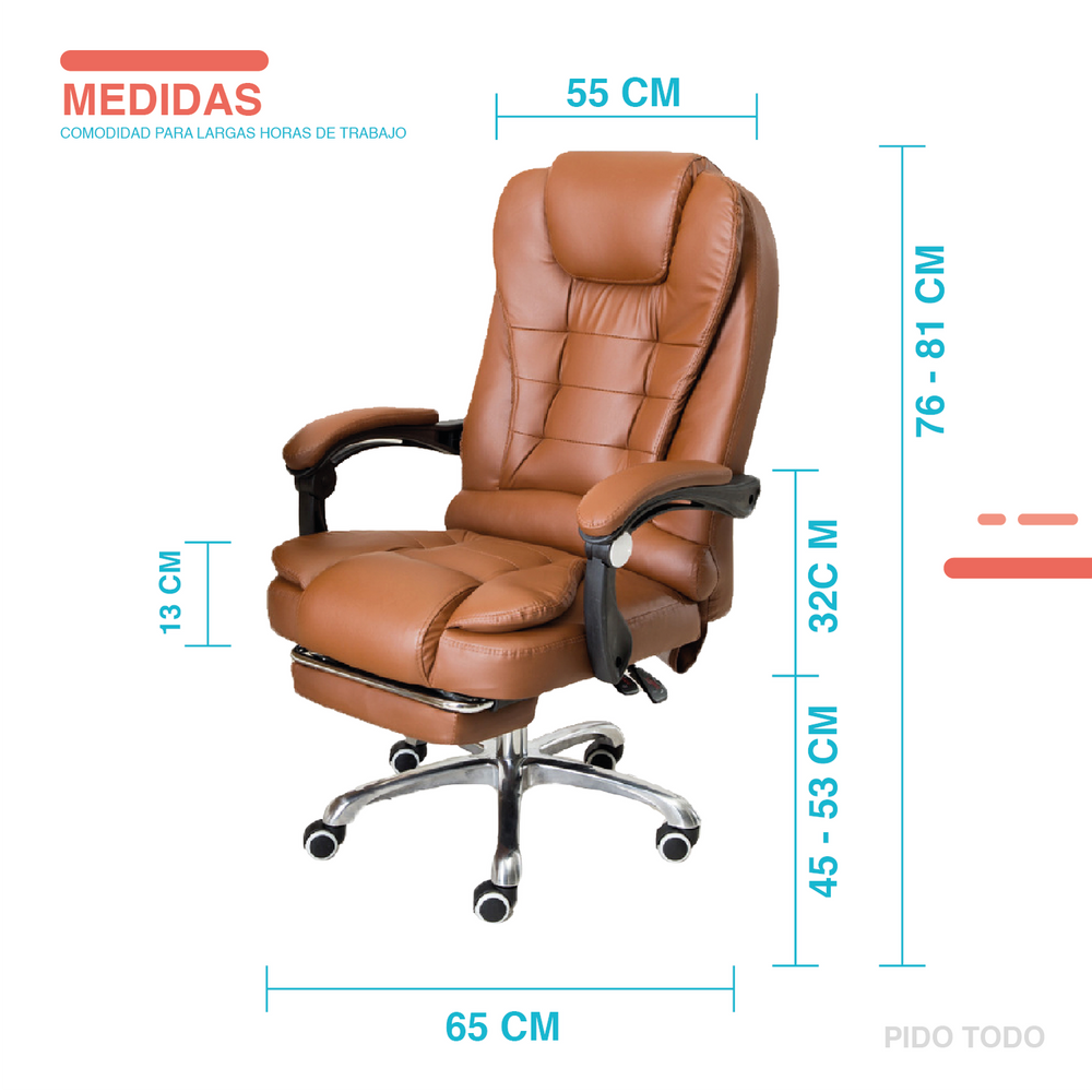 SILLA DE OFICINA EJECUTIVA ERGONOMICA RECLINABLE Y DE ALTURA