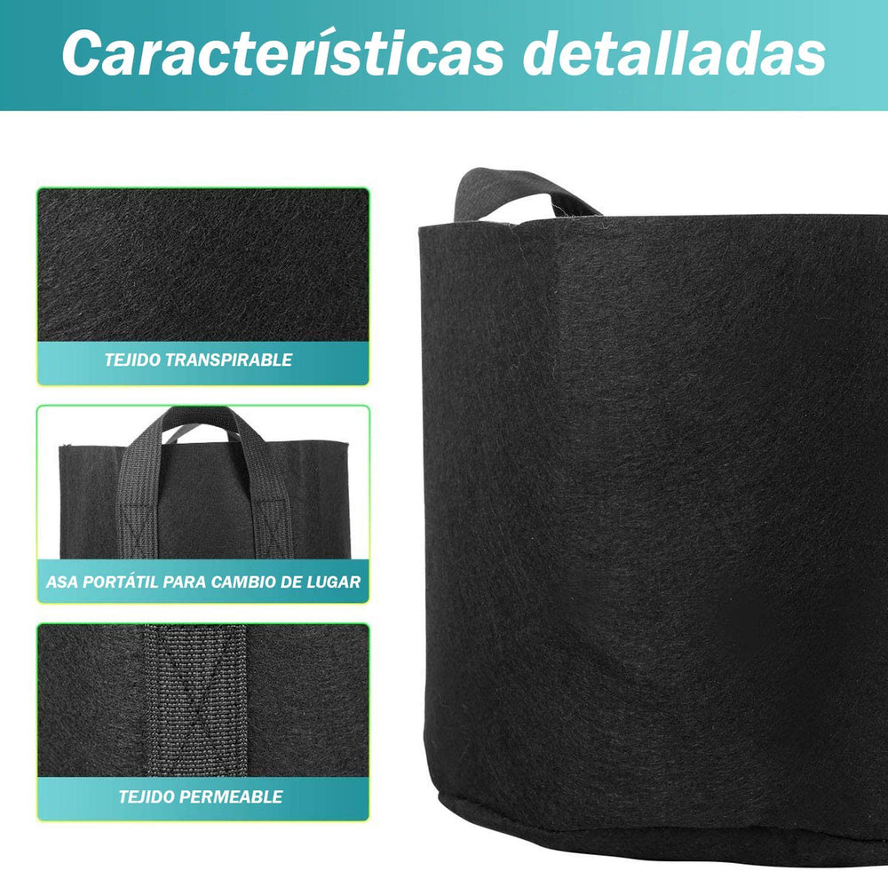 Bolsa Cultivo Maceta Geotextil Elly Decor 5 Pack 15 Gallon