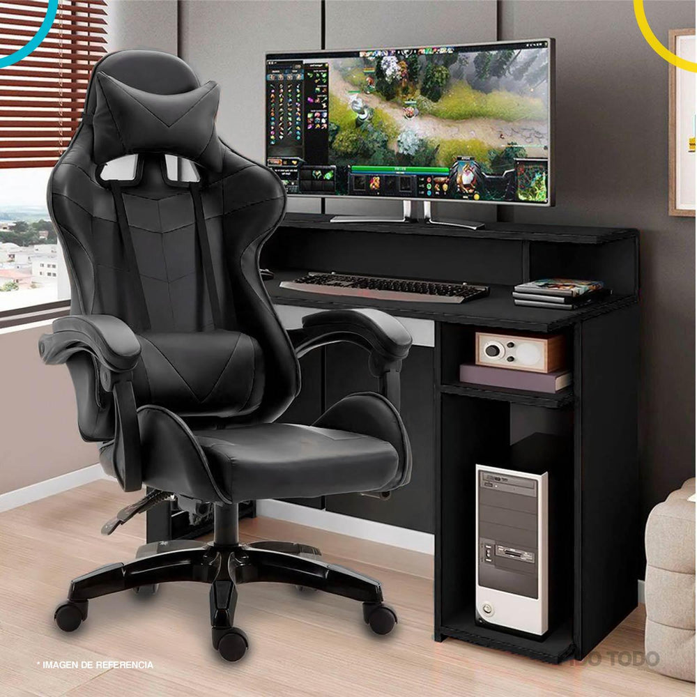 Silla de escritorio gamer ergonómica Reclinable Comoda Homeoffice NEGRO