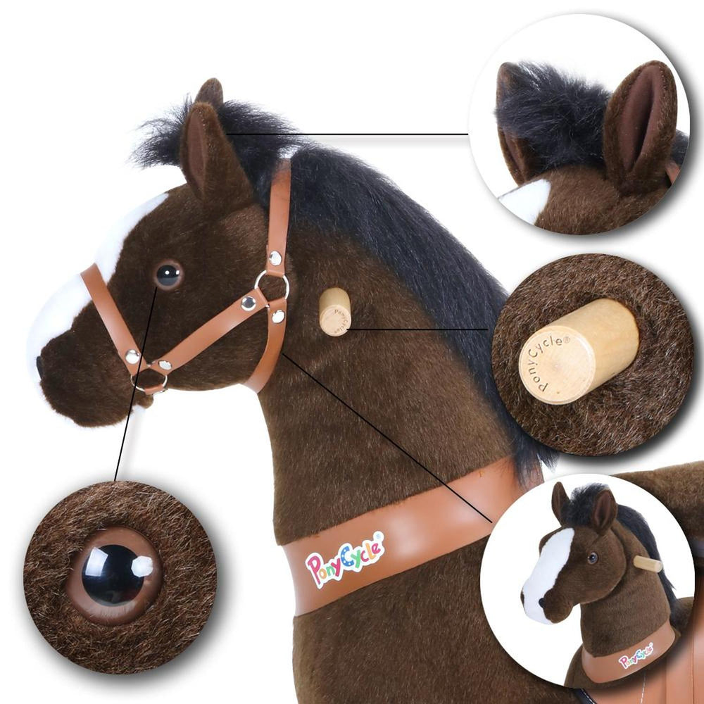 PonyCycle ® Caballo de juguete marrón con freno y sonido - pequeño 